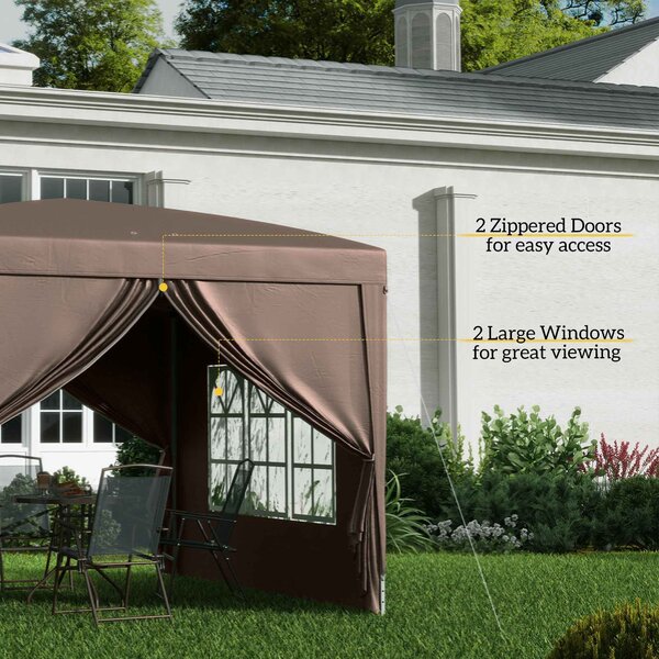 Outsunny 3 x 3m Steel Frame Gazebo, Water Resistant Canopy Tent with Carry Bag for Weddings, Camping & Outdoor Events, Brown Aosom UK