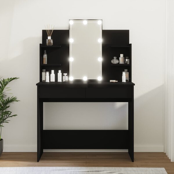 Dressing Table with LED Black 96x40x142 cm