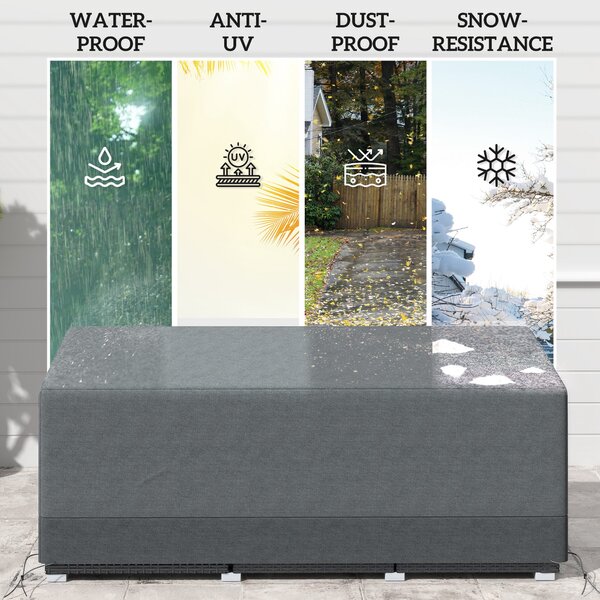 Outsunny Rectangular Patio Furniture Cover for 3 Seater Sofa Set, Water UV Resistant Protection 600D Oxford Fabric Cover, 190x72x76cm Aosom UK