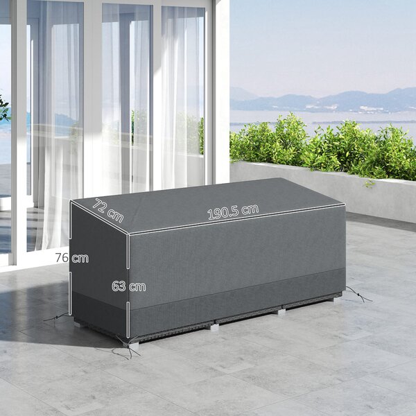 Outsunny Rectangular Patio Furniture Cover for 3 Seater Sofa Set, Water UV Resistant Protection 600D Oxford Fabric Cover, 190x72x76cm Aosom UK