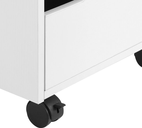 HOMCOM 3 Drawer Mobile File Cabinet, Vertical Filing Cabinet with Wheels for Home Office, White
