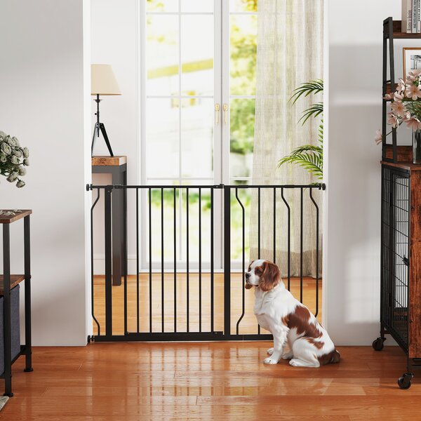 PawHut Dog Gate Dog Gate for Stairs Stays w/ Double Locking System for Doorways, Corridors, Staircases, 75-115Wcm, Black Aosom UK
