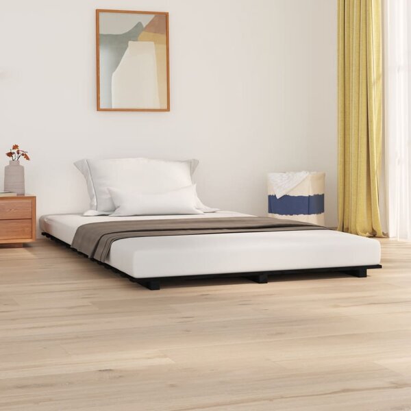 Bed Frame Black 150x200 cm King Size Solid Wood Pine