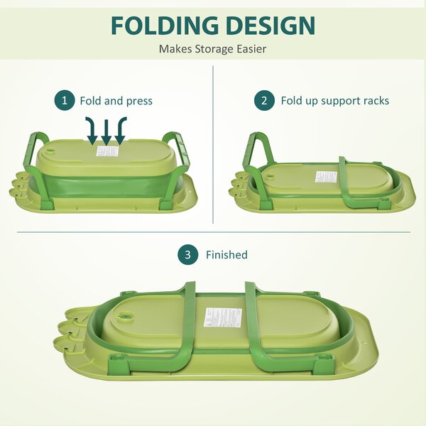 HOMCOM Foldable Baby Bath Tub, Ergonomic, Secure, Non-Slip, Portable with Infant Cushion, for 0-3 Years, Green Aosom UK