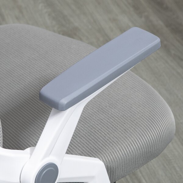 Vinsetto Swivel Office Chair, Dynamic Mesh Office Chair with Flip-Up Armrests, Adjustable Lumbar & Wheels, Grey Aosom UK