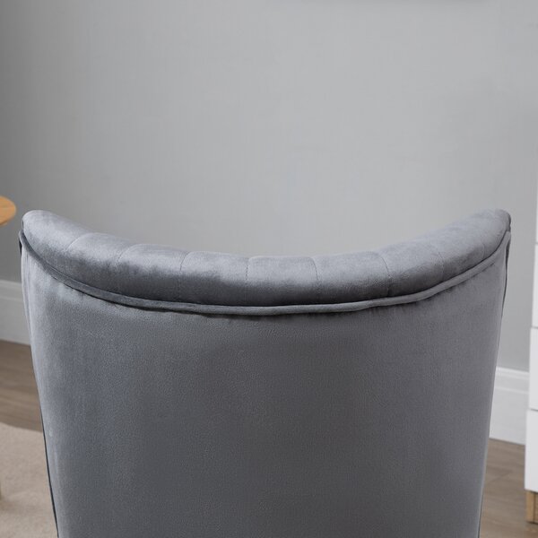 HOMCOM Modern Occasional Chairs, Fabric Living Room Accent Chair with Rubber Wood Legs and Thick Padding,Velvet-feel, Grey Aosom UK