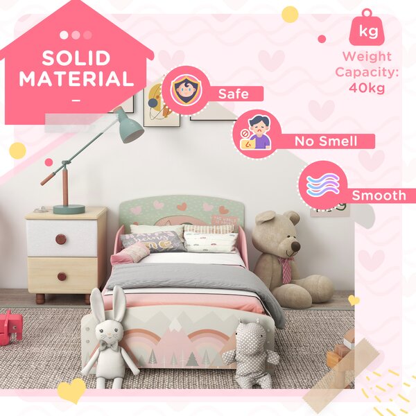 ZONEKIZ Toddler Bed Frame, Kids Bedroom Furniture for Ages 3-6 Years, Pink Aosom UK