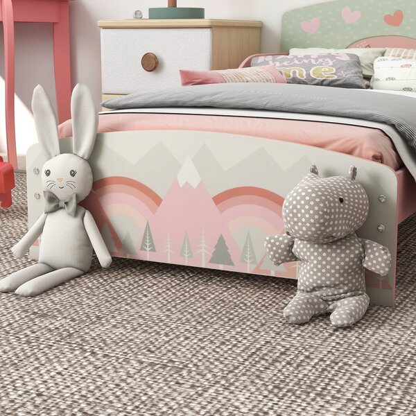 ZONEKIZ Toddler Bed Frame, Kids Bedroom Furniture for Ages 3-6 Years, Pink Aosom UK