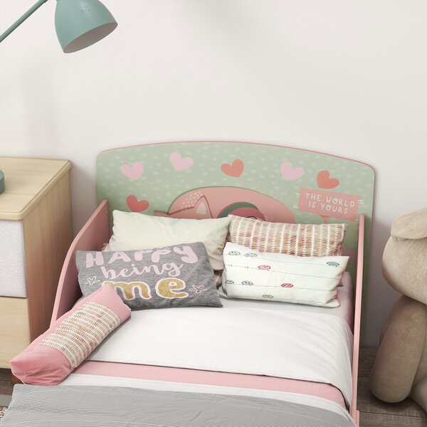 ZONEKIZ Toddler Bed Frame, Kids Bedroom Furniture for Ages 3-6 Years, Pink Aosom UK