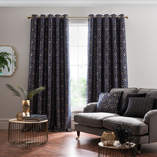 Geo Cut Velvet Eyelet Curtains