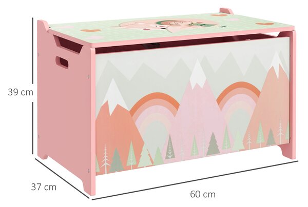 ZONEKIZ Toy Chest, Kids Storage Box with Safety Hinge, Cute Animal Theme, Durable and Spacious, Pink Aosom UK