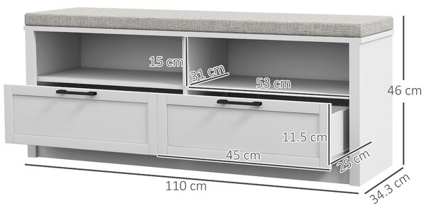 HOMCOM Entryway Bench: Padded Seating with Storage Drawers, Hallway Organiser, Beige Aosom UK