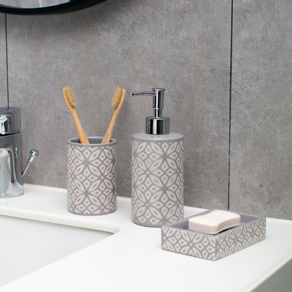 Geo Tile Grey Ceramic Tumbler