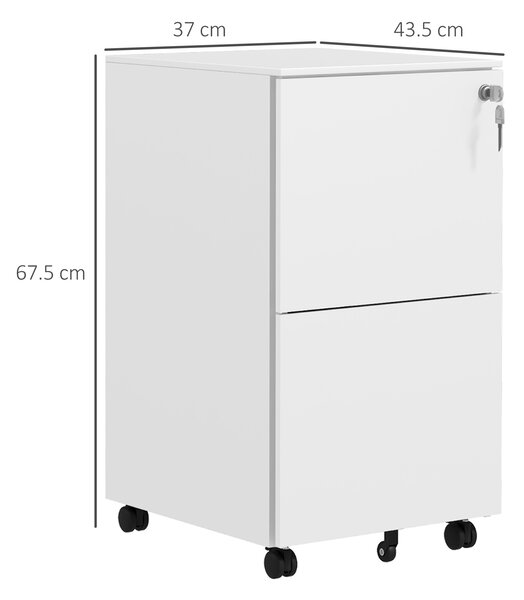 Vinsetto Lockable File Cabinet: Mobile Steel Storage for A4/Legal/Letter Documents, White Aosom UK