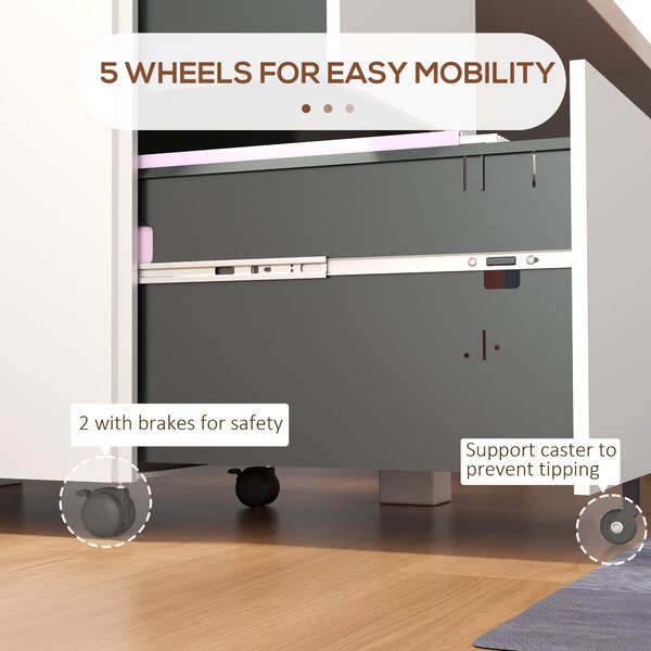 Vinsetto Lockable File Cabinet: Mobile Steel Storage for A4/Legal/Letter Documents, White Aosom UK