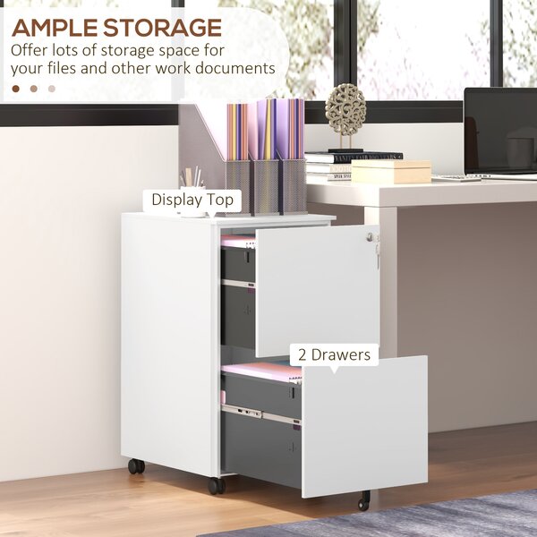 Vinsetto Lockable File Cabinet: Mobile Steel Storage for A4/Legal/Letter Documents, White Aosom UK