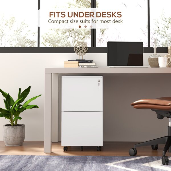 Vinsetto Lockable File Cabinet: Mobile Steel Storage for A4/Legal/Letter Documents, White Aosom UK