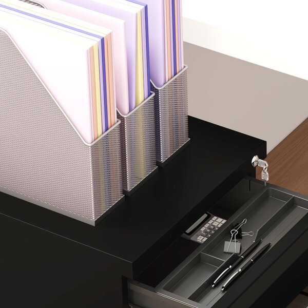 Vinsetto Steel Mobile File Cabinet, 3-Drawer, Lockable, Wheels, Pencil Tray, for A4/Legal, Black Aosom UK