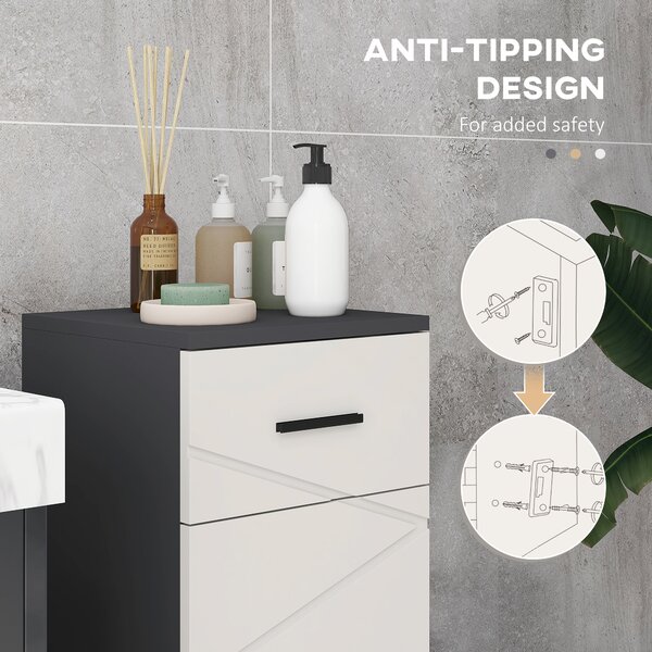 Kleankin Slender Bathroom Cabinet: Compact Storage with Drawer, Door & Adjustable Shelf, Soft-Close Mechanism, Grey Hue Aosom UK
