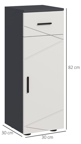 Kleankin Slender Bathroom Cabinet: Compact Storage with Drawer, Door & Adjustable Shelf, Soft-Close Mechanism, Grey Hue Aosom UK