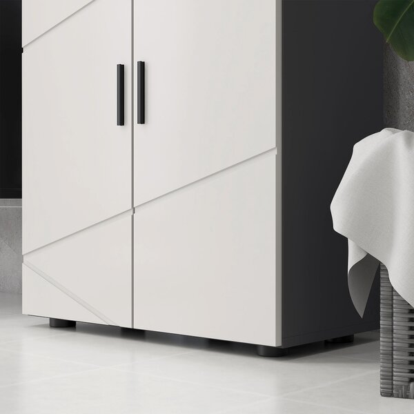 Kleankin Bathroom Storage Cabinet, Compact 2-Door Cupboard with Adjustable Shelves & Soft Close, Grey Aosom UK
