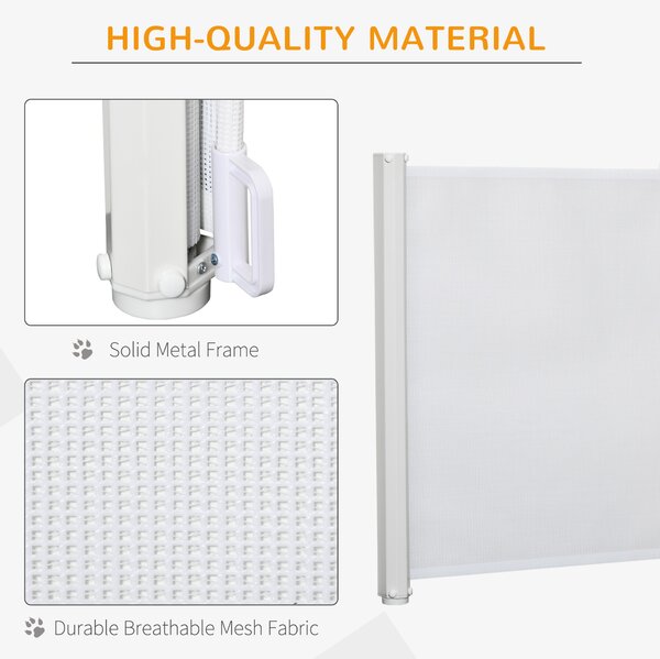 PawHut Retractable Stair Gate, 115 x 82.5 cm, White, Dog Pet Barrier for Doorway, Stair, Hallway Aosom UK