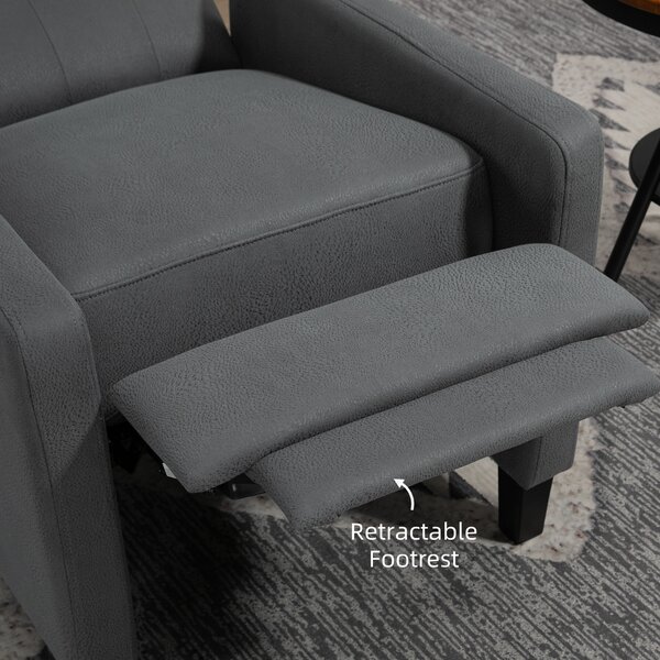 HOMCOM Wingback Recliner Chair for Home Theater, Button Tufted Microfibre Cloth Reclining Armchair with Leg Rest, Anti-Cat-Scratch, Deep Grey