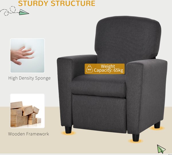 HOMCOM Children's 2-in-1 Sofa and Armchair with Footrest, Soft Seating for Playroom and Bedroom, Cat Scratch Resistant, Grey Aosom UK