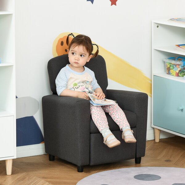 HOMCOM Children's 2-in-1 Sofa and Armchair with Footrest, Soft Seating for Playroom and Bedroom, Cat Scratch Resistant, Grey Aosom UK