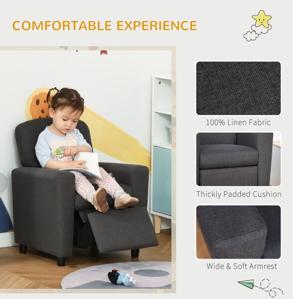 HOMCOM Children's 2-in-1 Sofa and Armchair with Footrest, Soft Seating for Playroom and Bedroom, Cat Scratch Resistant, Grey Aosom UK
