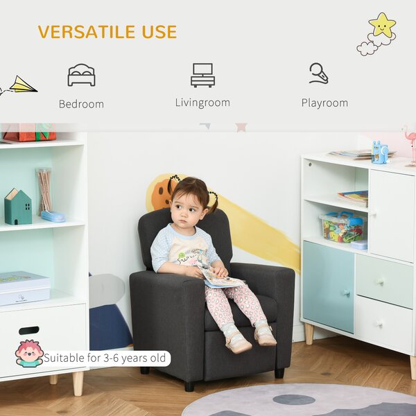 HOMCOM Children's 2-in-1 Sofa and Armchair with Footrest, Soft Seating for Playroom and Bedroom, Cat Scratch Resistant, Grey Aosom UK