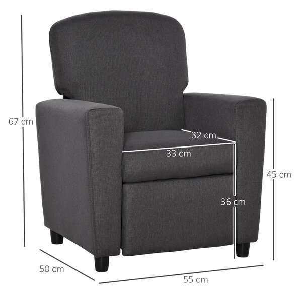HOMCOM Children's 2-in-1 Sofa and Armchair with Footrest, Soft Seating for Playroom and Bedroom, Cat Scratch Resistant, Grey Aosom UK