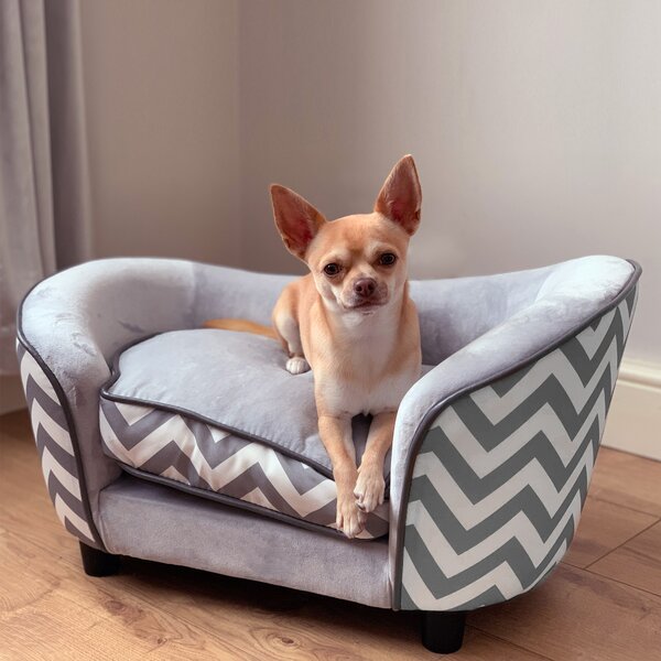 PawHut Dog Sofa Pet Couch for XS Dogs w/ Removable Sponge Padded Cushion - Grey Aosom UK