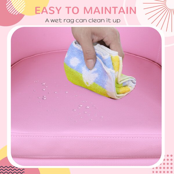 HOMCOM Children's Mini Sofa with Footstool, Thick Padding, Anti-slip Feet, 30 x 28 x 21cm, Pink Aosom UK