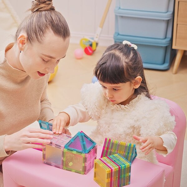 HOMCOM 2 In 1 Toddler Sofa Chair, 48 x 44 x 41 cm, for Game Relax Playroom, Pink Aosom UK