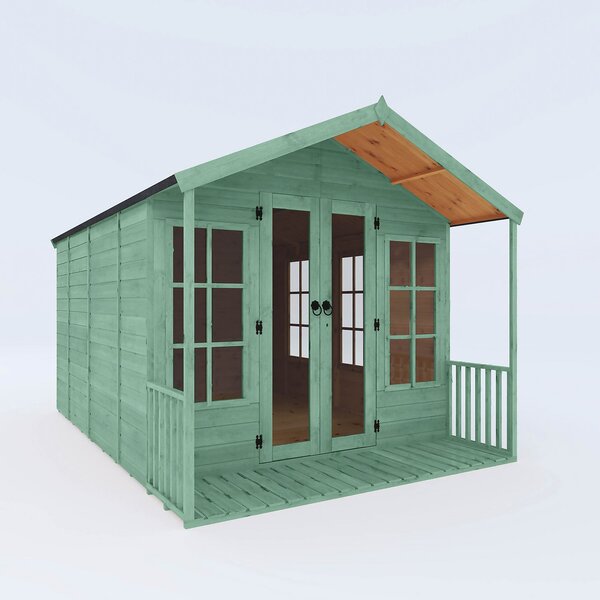 Country Living Tuxford 12 x 8ft Premium Traditional Summerhouse Painted + Installation - Aurora Green