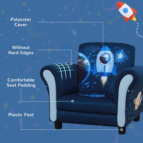 HOMCOM Kids Armchair, Mini Sofa Chair with Armrest, Comfortable, 59.5 x 43 x 46.5cm, Blue Aosom UK