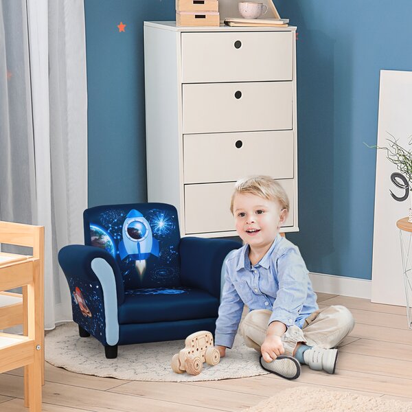 HOMCOM Kids Armchair, Mini Sofa Chair with Armrest, Comfortable, 59.5 x 43 x 46.5cm, Blue Aosom UK