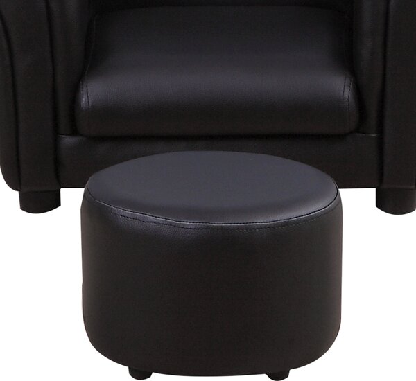 HOMCOM Toddler Chair Single Seater Kids Sofa Set, 54 x 42 x 41cm, Kids Sofa with Stool, Black Aosom UK