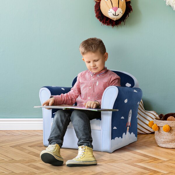 HOMCOM Children Chair Armchair Single Sofa, 50 x 39 x 44cm, for 18M+, Blue Aosom UK