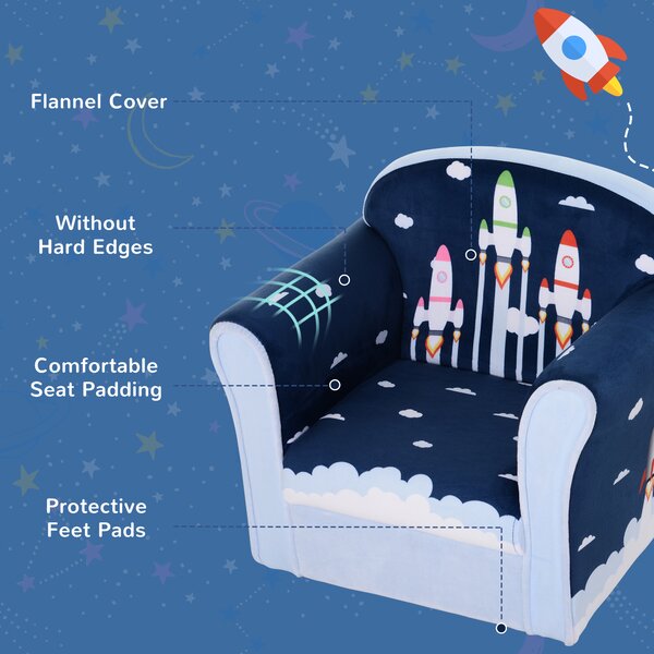 HOMCOM Children Chair Armchair Single Sofa, 50 x 39 x 44cm, for 18M+, Blue Aosom UK