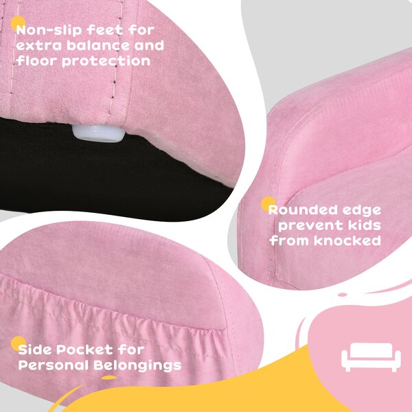 HOMCOM Kids 2 In 1 Armchair Sofa Bed, Fold Out, Padded Wood Frame, Bedroom Furniture, Pink Aosom UK