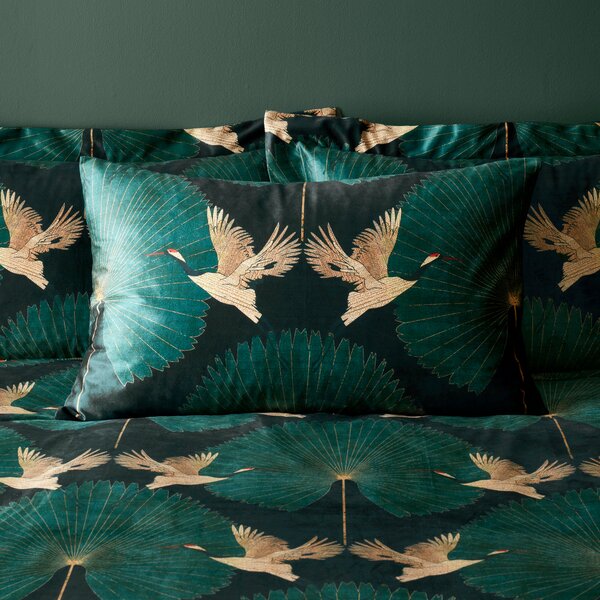 Luxe Cranes Duvet Cover and Pillowcase Set