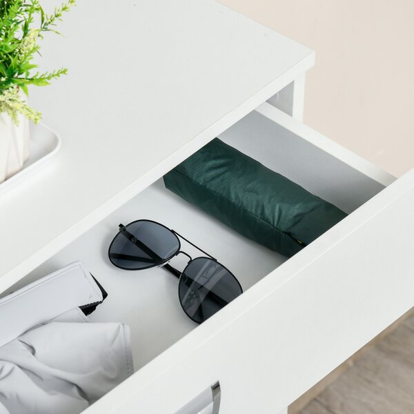 HOMCOM Shoe Cabinet with Tipping Storage Rack, 2 Pull-Down Doors, Drawer, Adjustable Shelf for Entryway, White Aosom UK