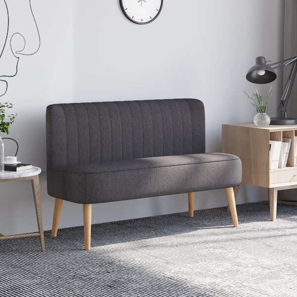 HOMCOM Modern Double Seat Sofa Loveseat Couch 2 Seater Compact Sofa Padded Linen Wood Leg, Cat Scratch Resistant, Dark Grey Aosom UK
