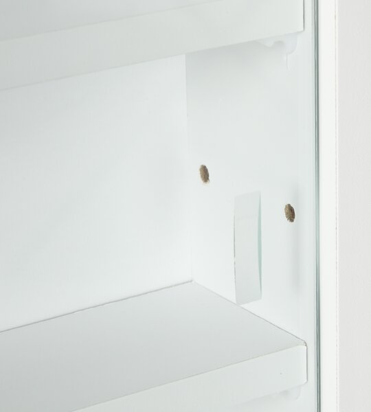 HOMCOM 5-Tier Wall Display Shelf Unit Cabinet w/ 4 Adjustable Shelves Glass Doors Home Office Ornaments 60x80cm White Aosom UK