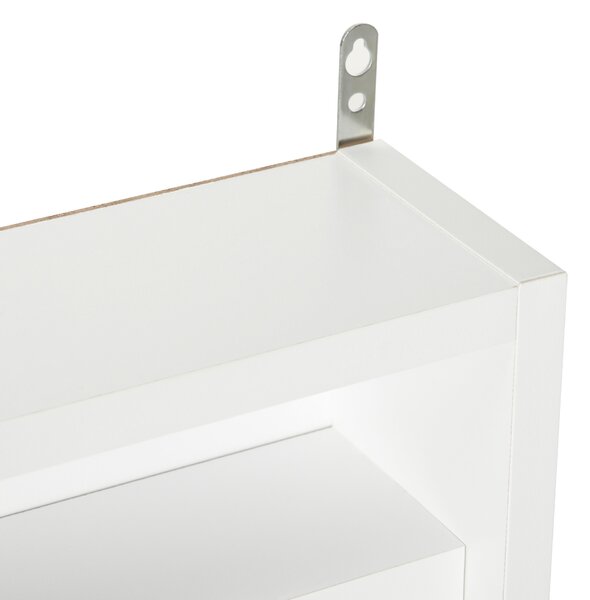 HOMCOM 5-Tier Wall Display Shelf Unit Cabinet w/ 4 Adjustable Shelves Glass Doors Home Office Ornaments 60x80cm White Aosom UK