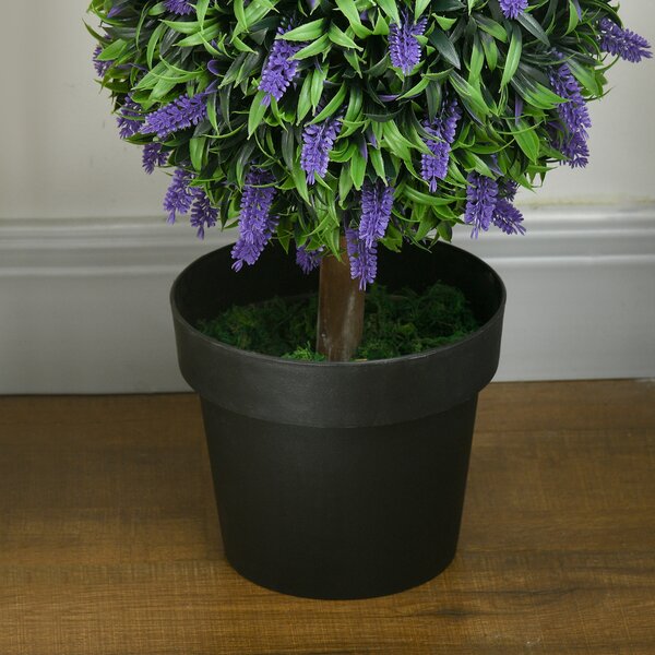 HOMCOM Artificial Lavender Flower Ball Trees, Set of 2, with Pot for Indoor Outdoor Decor, 110cm, Green. Aosom UK