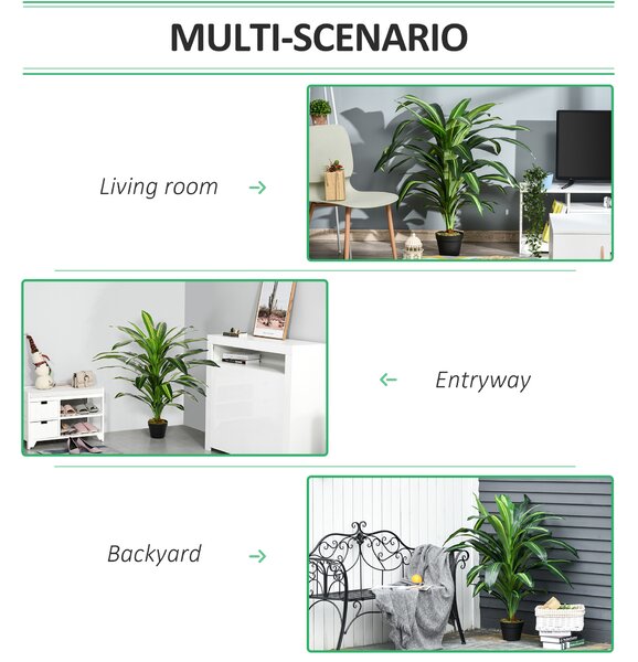 Outsunny Set of 2 Artificial Dracaena Trees, 110cm/3.6FT Tall Decorative Plants with 40 Leaves & Nursery Pot, Fake Tropical Tree for Indoor/Outdoor