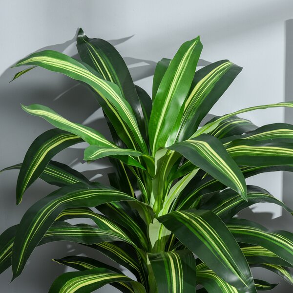 Outsunny Set of 2 Artificial Dracaena Trees, 110cm/3.6FT Tall Decorative Plants with 40 Leaves & Nursery Pot, Fake Tropical Tree for Indoor/Outdoor